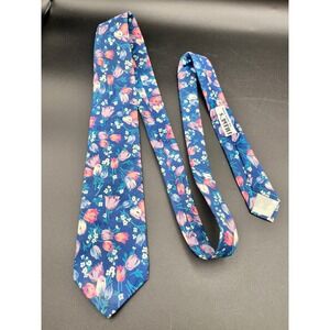Vtg Liberty of London Floral Tulip Necktie 100% Cotton Men's Fashion Tie Blue